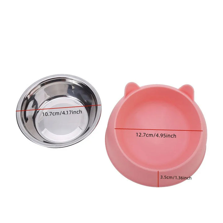 cat bowl with a stainless steel interior measurements