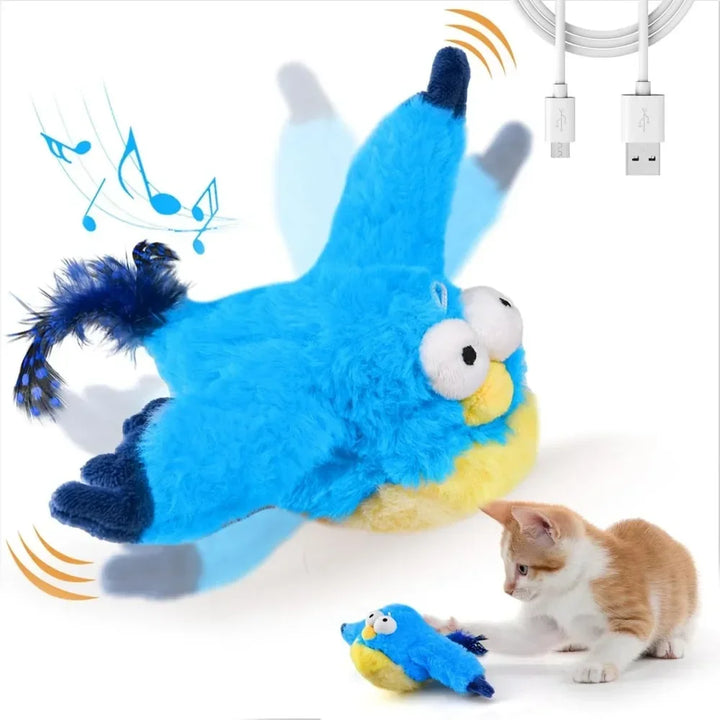 Blue Flapping Bird Cat Toy