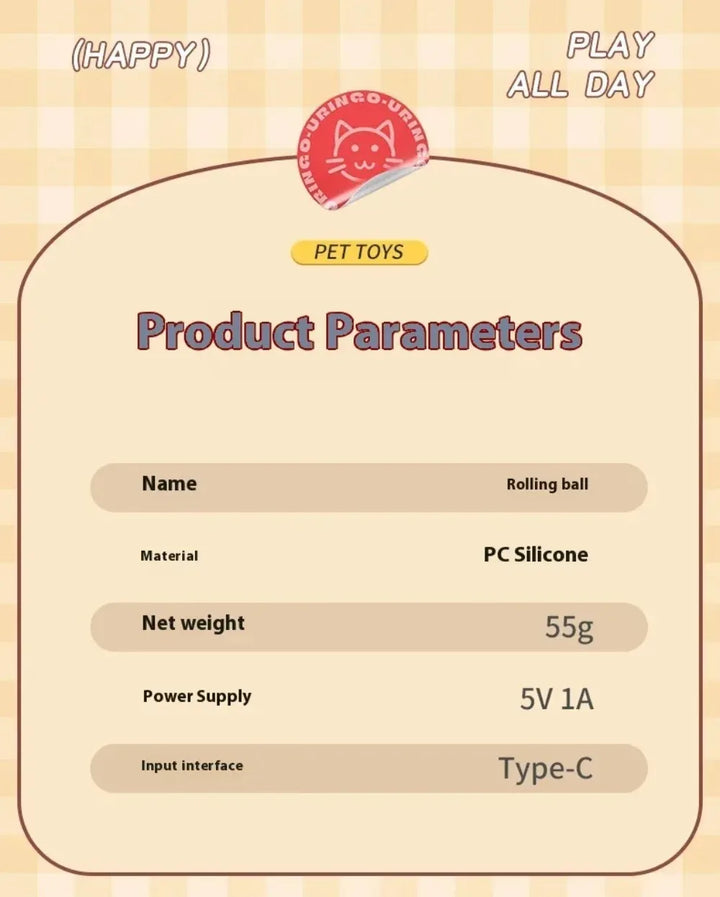 Product parameters card for Interactive Cat Ball Toy