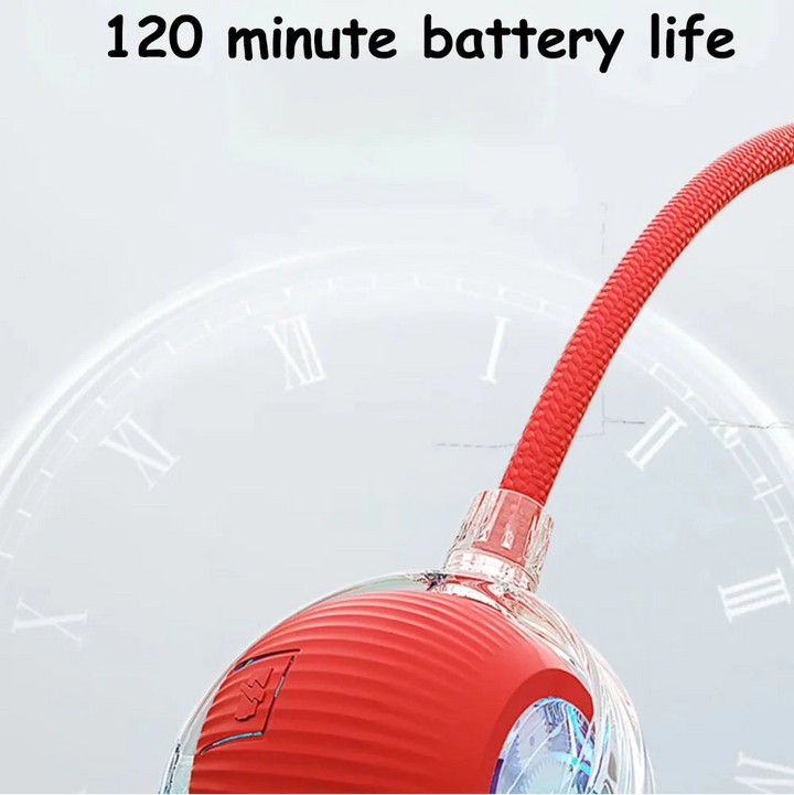 Cat ball toy indicating 120-minute battery life.