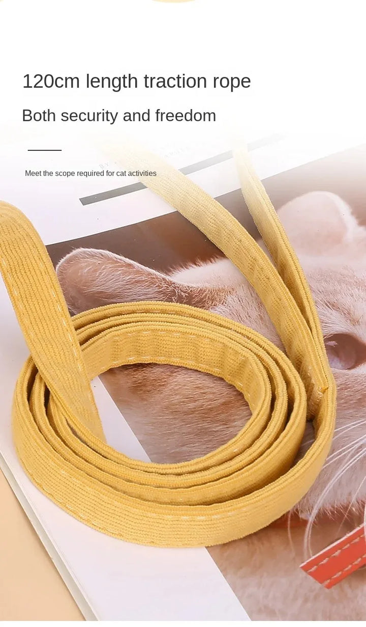 Cat harness and leash with a 120cm length traction rope
