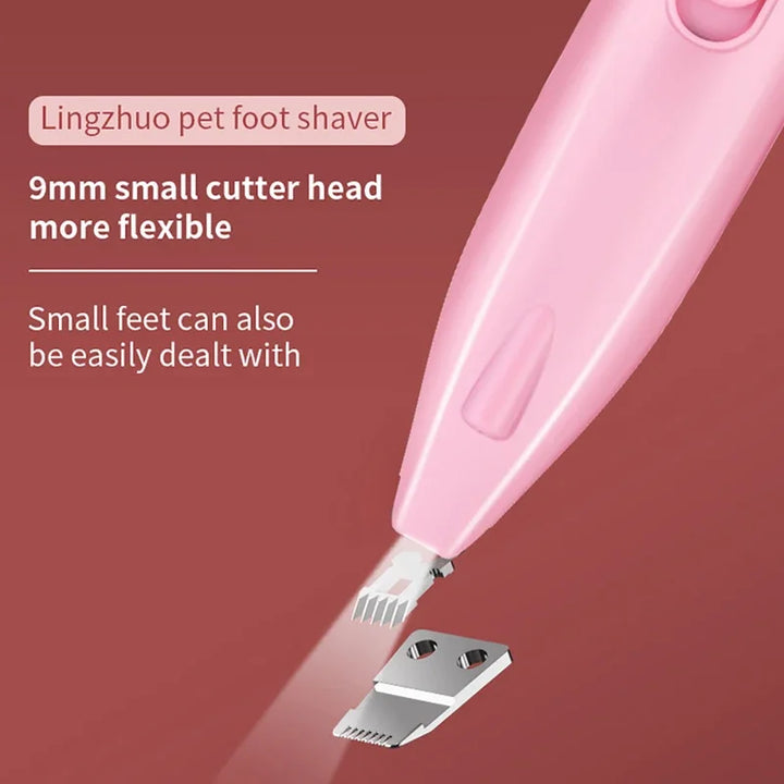 pink Led dog paw fur trimmer with a 9mm small cutter head
