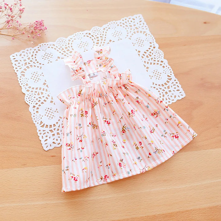 Pink Cat Floral dress with lace overlay 