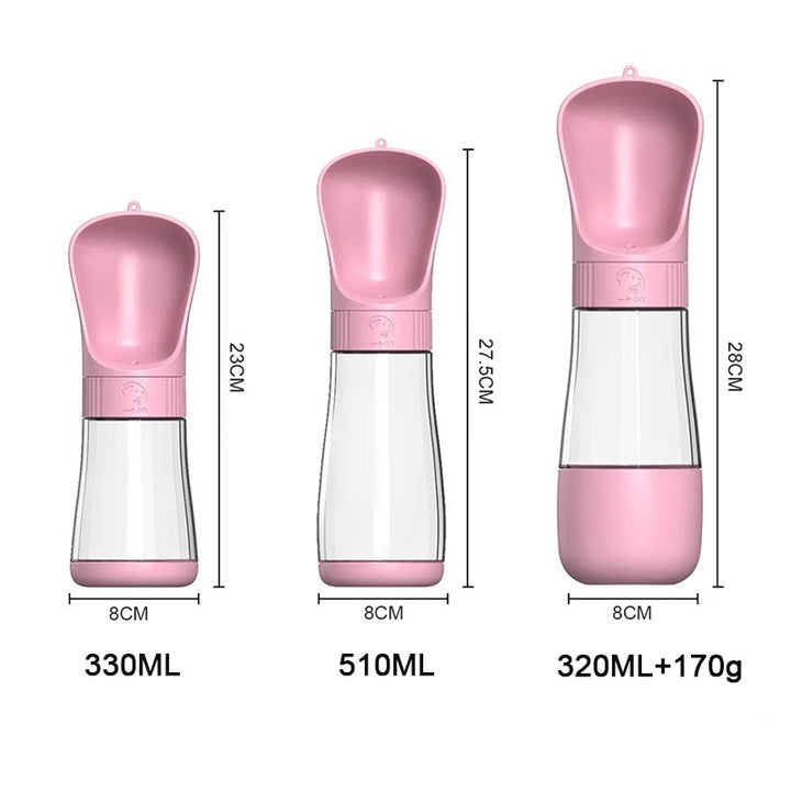 Pink Portable Dog Water Bottle Measurements
