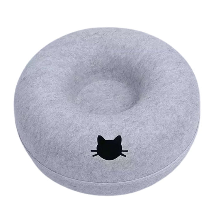 White Gray donut cat bed cat tunnel bed