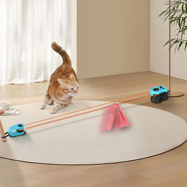 Cat playing with Remote-Controlled Cat Toy 