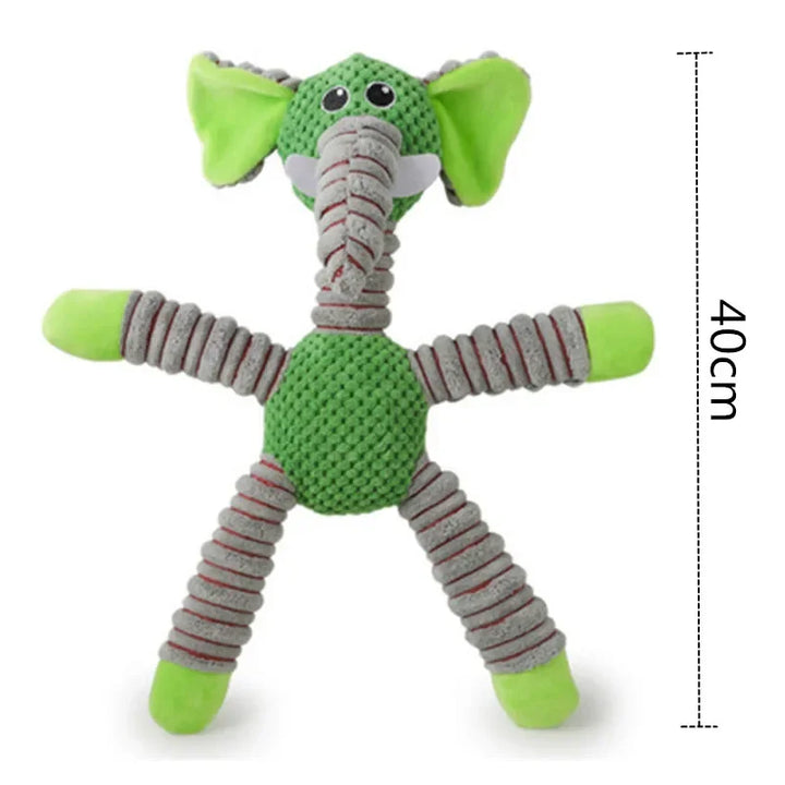 Green indestructible squeaky dog-chew toy measurements