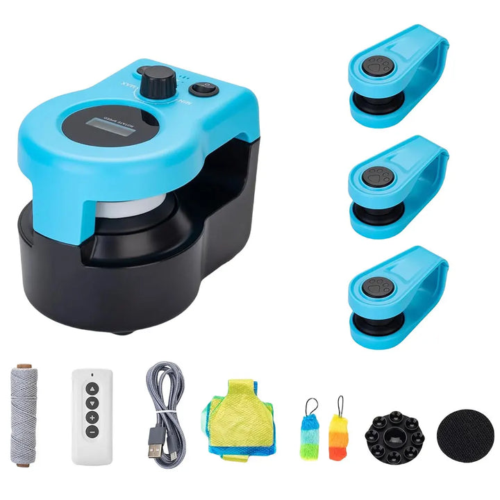 Remote-Controlled Cat Toy with charging cable and accessories included.