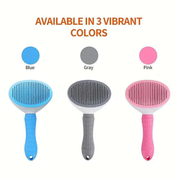 Pet Hair Removal Brush in three colors, blue, gray and pink