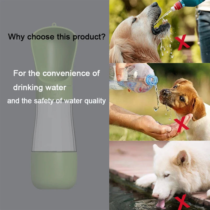  Portable Dog Water Bottle with images of dogs drinking water  
