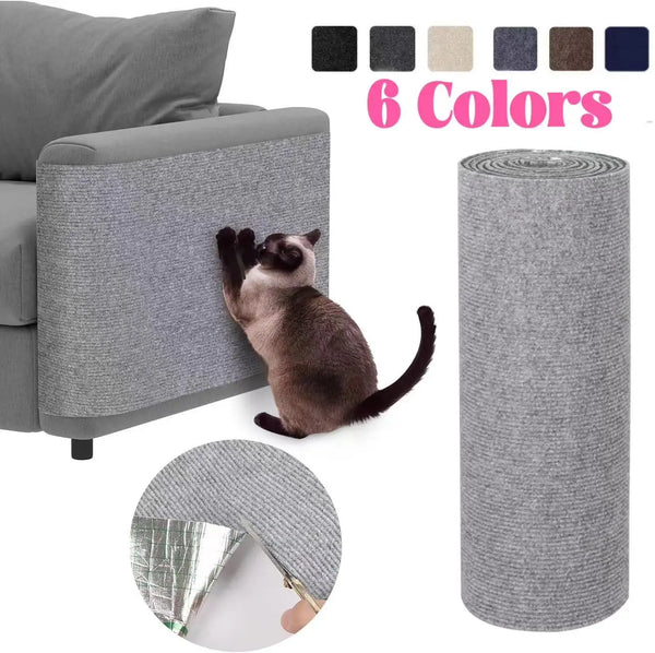 Cat scratching a sofa with a Cat Scratching Mat on it