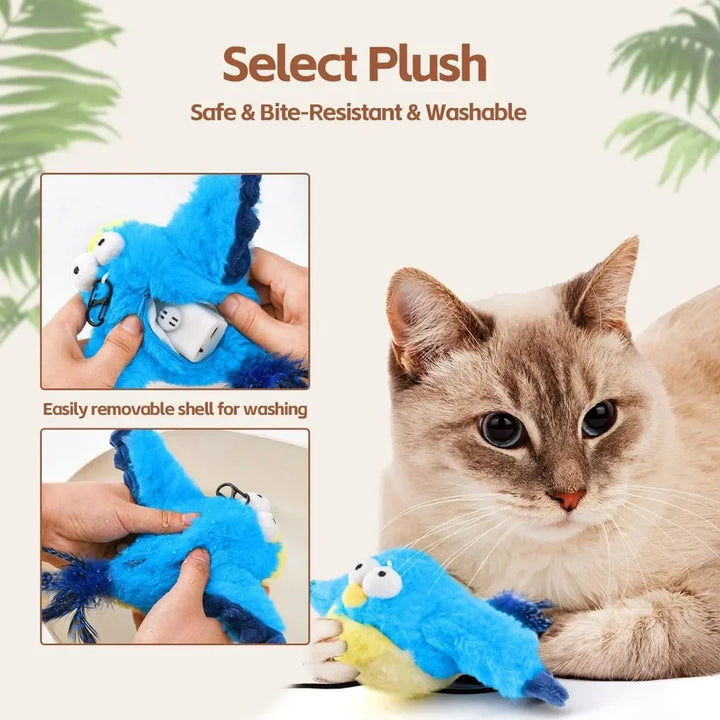 Blue Flapping Bird Cat Toy safe and bite resistant and washable