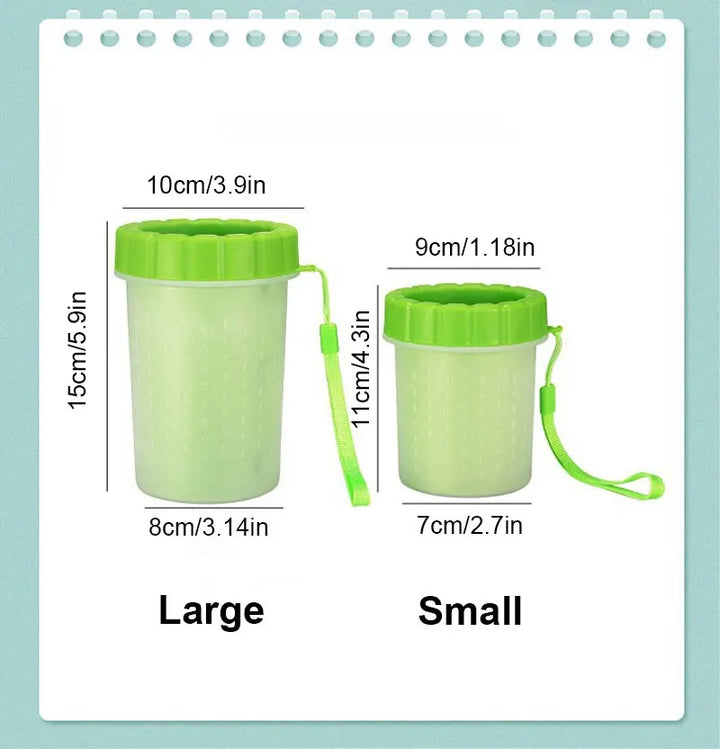 size chart of pet paw cleaner