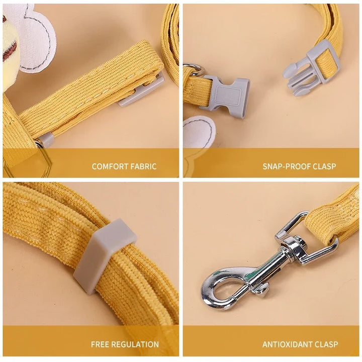 Cat harness and leash set with bee design features
