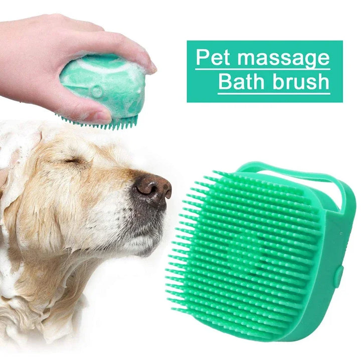 Dog being washed by the dog Shampoo Brush