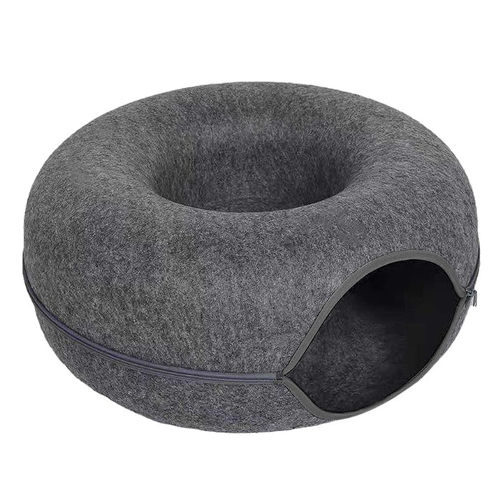 Gray donut cat bed cat tunnel bed