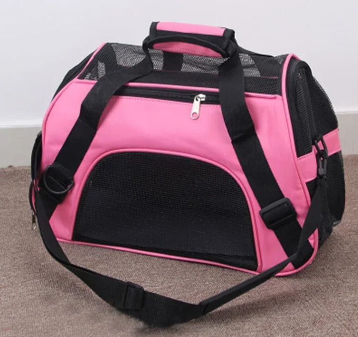 Pink dog and cat carrier traveling bag