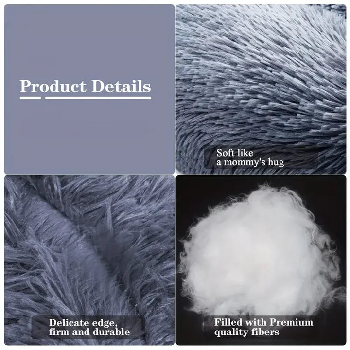 Gray Round Dog Bed features