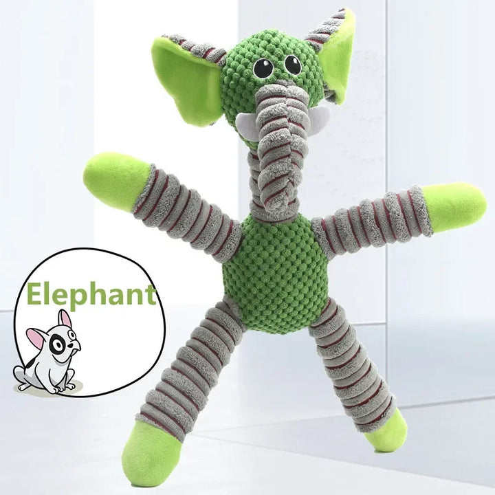 Knitted elephant indestructible squeaky dog chew toy