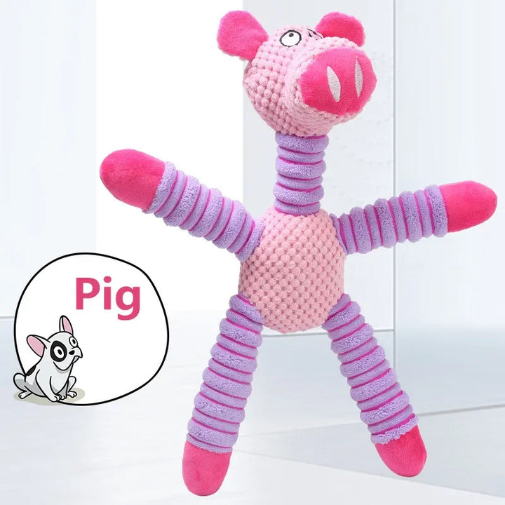 Knitted pig indestructible squeaky dog chew toy