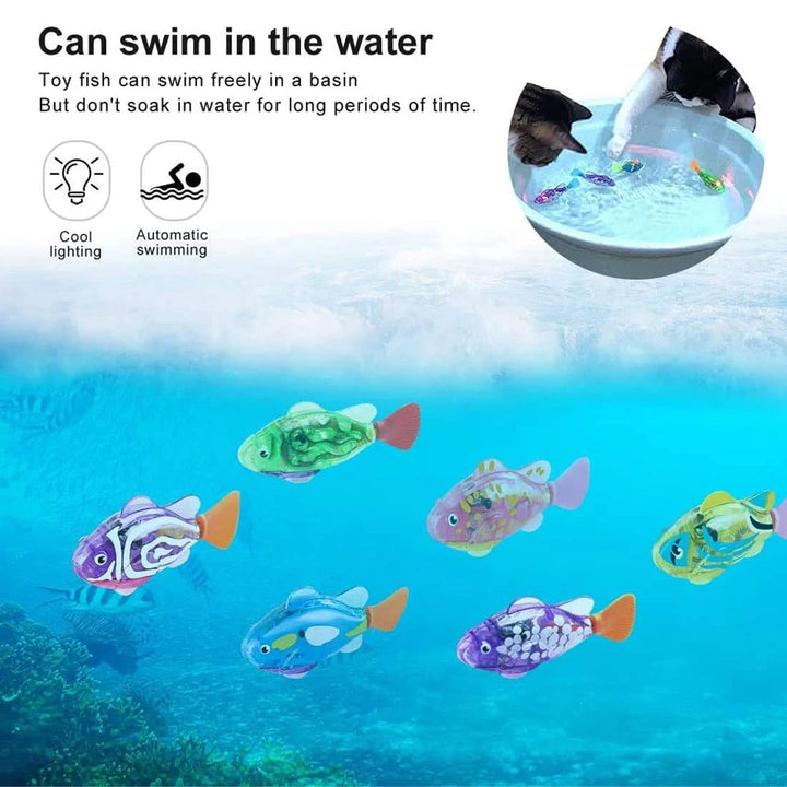 Cat fish toy swimming in water with automatic swimming
