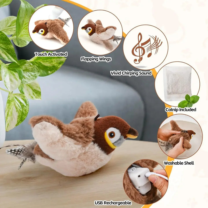 Flapping Bird Cat Toy features