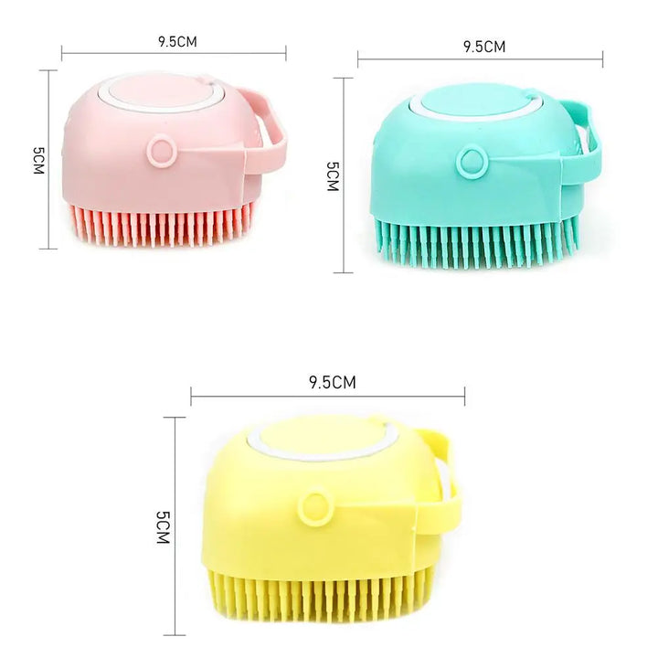 Pet Shampoo Brush in all colors measurements