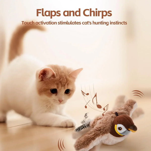 Cat playing with a Flapping Bird Cat Toy