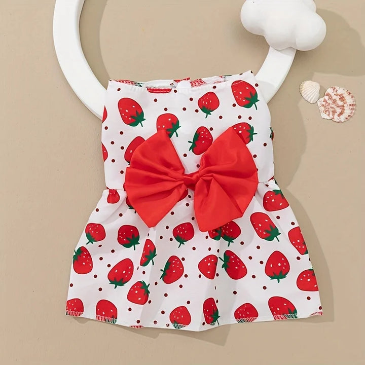 Red and white cherry dog dresses