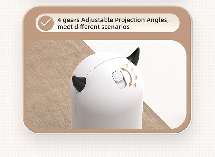 Four adjustable projection angles options on Automatic Cat laser toy