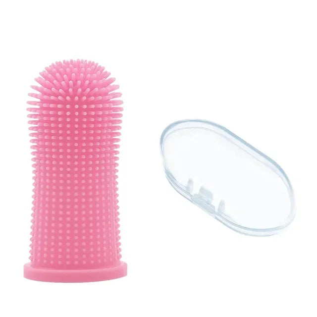 pink Dog Finger Toothbrush