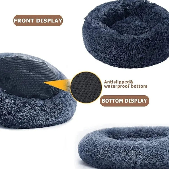 Round Dog Bed with an antislip and waterproof bottom feature 