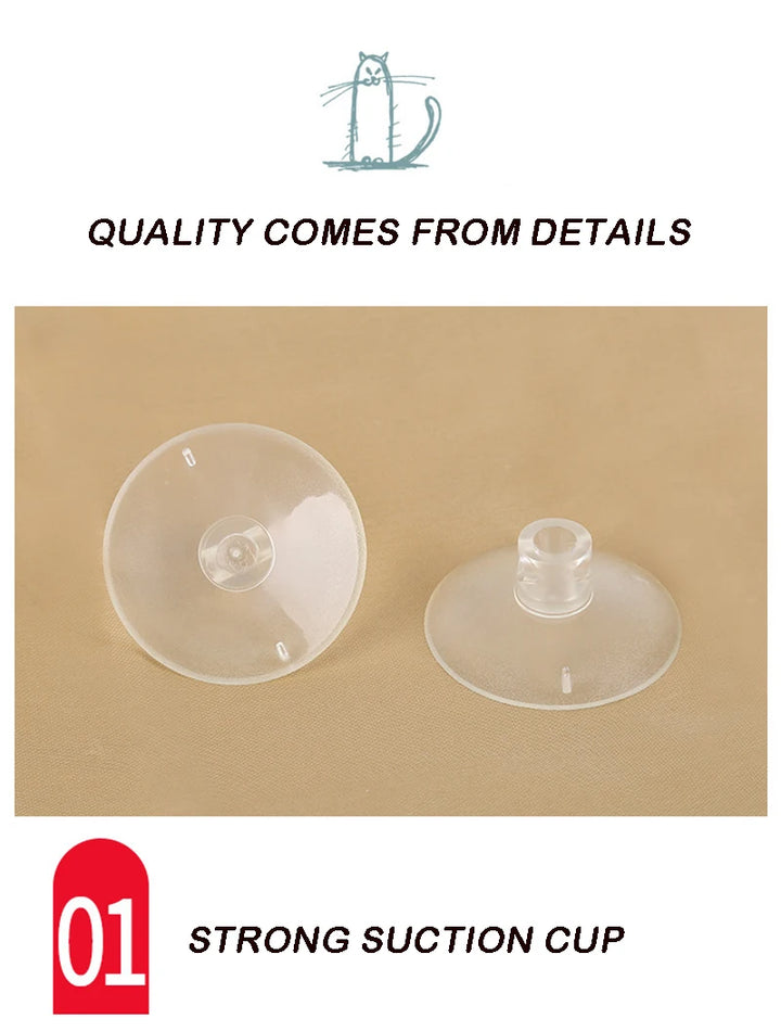 Two clear suction cups on a beige background for Cat Hammock Window bed