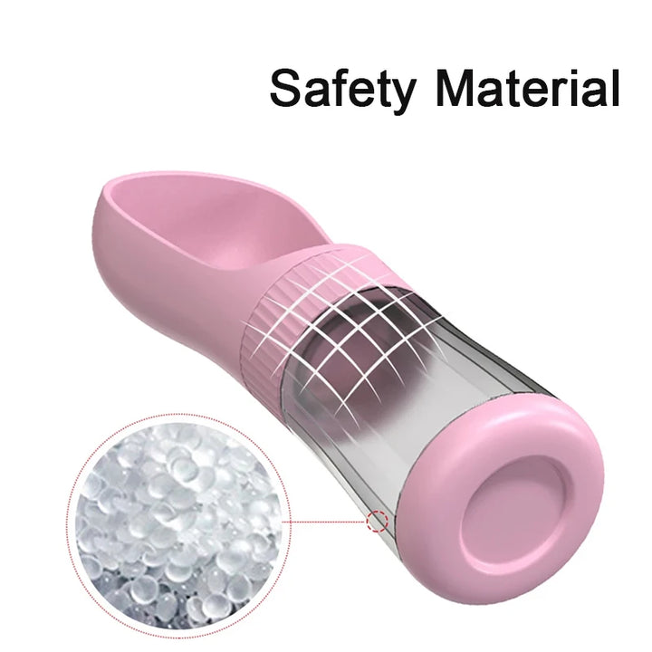 Pink  Portable Dog Water Bottle with safety material container