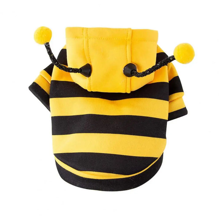 Cat bee costume Yellow and black striped hoodie with pom-pom ears