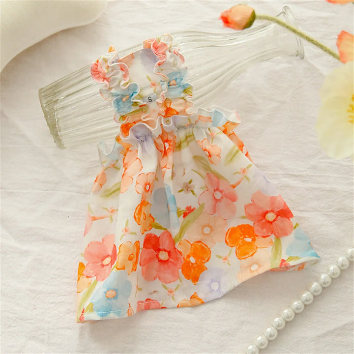 Cat Floral dress with colorful flowers 