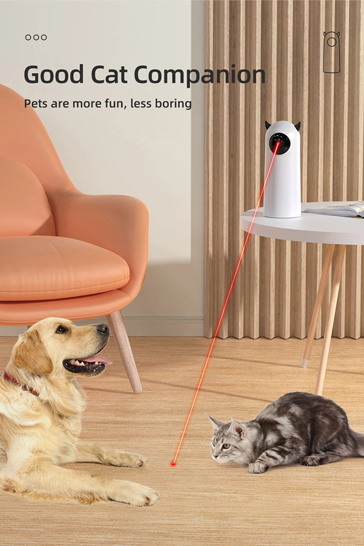 Cat and dog playing with Automatic Cat laser toy
